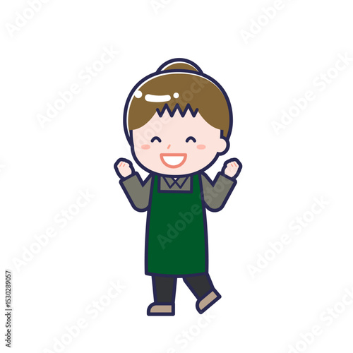 飲食店の店員／ななめ／女性 07