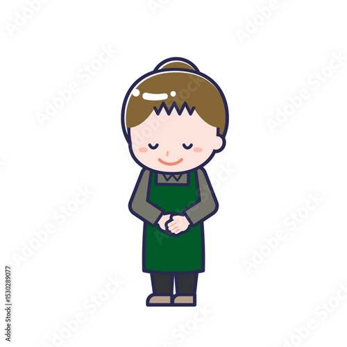 飲食店の店員／ななめ／女性 08