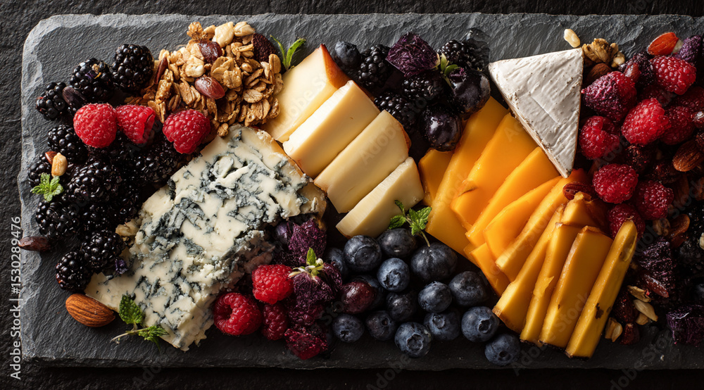 Elegant cheese platter featuring a variety of gourmet cheeses. Elegant cheese platter featuring a variety of gourmet cheeses.