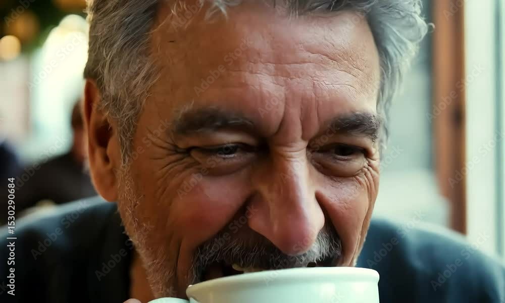 senior man drinking coffee By Generated AI senior man drinking coffee By Generated AI