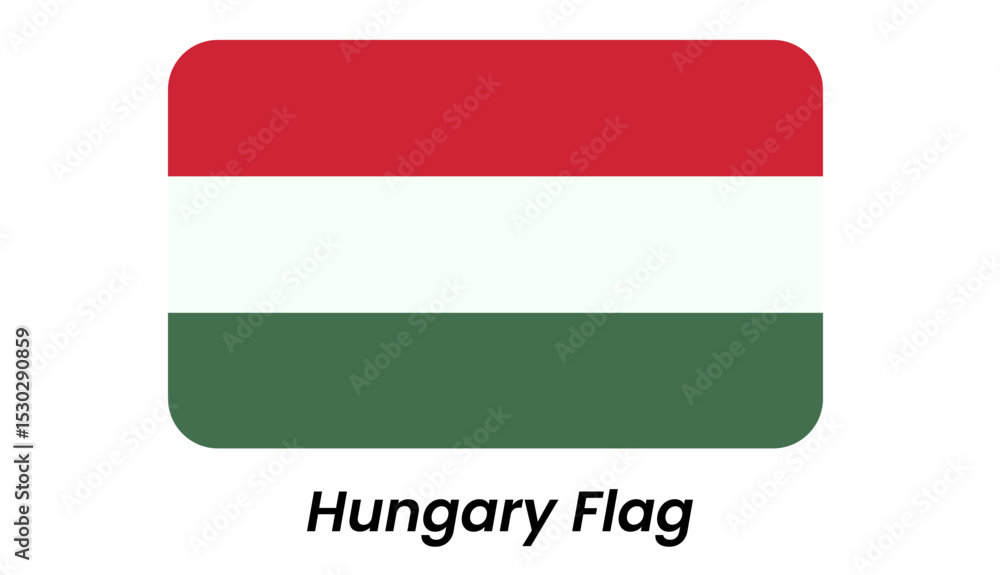 Obraz premium Hungarian Tricolor: Horizontal Stripes, Red White Green Flag Icon