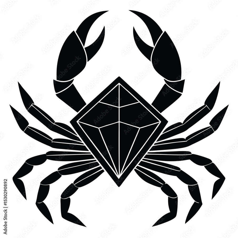 Fototapeta premium Geometric crab design with precise symmetry in cmyk