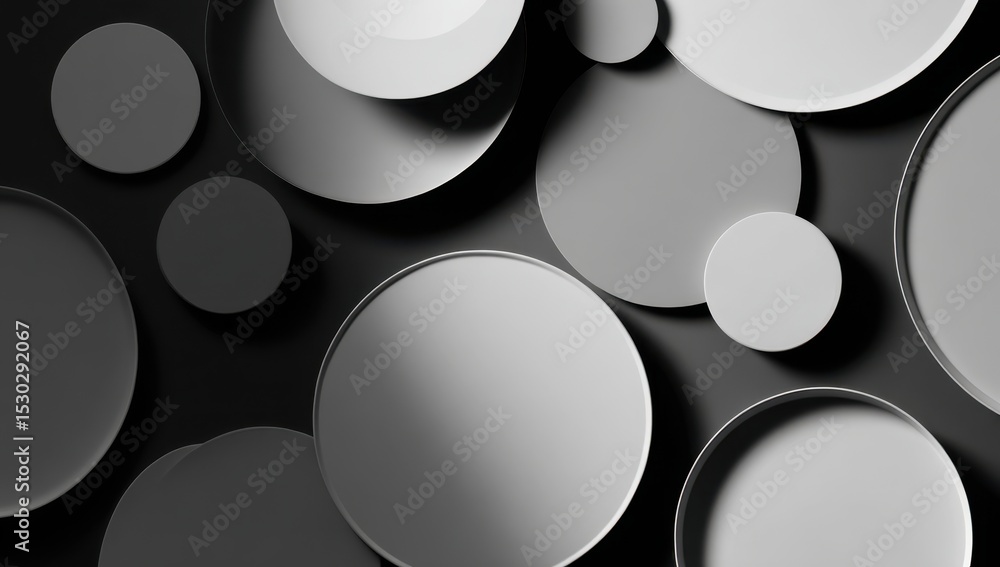 Abstract circles, various sizes, overlapping, shaded, grayscale Abstract circles, various sizes, overlapping, shaded, grayscale
