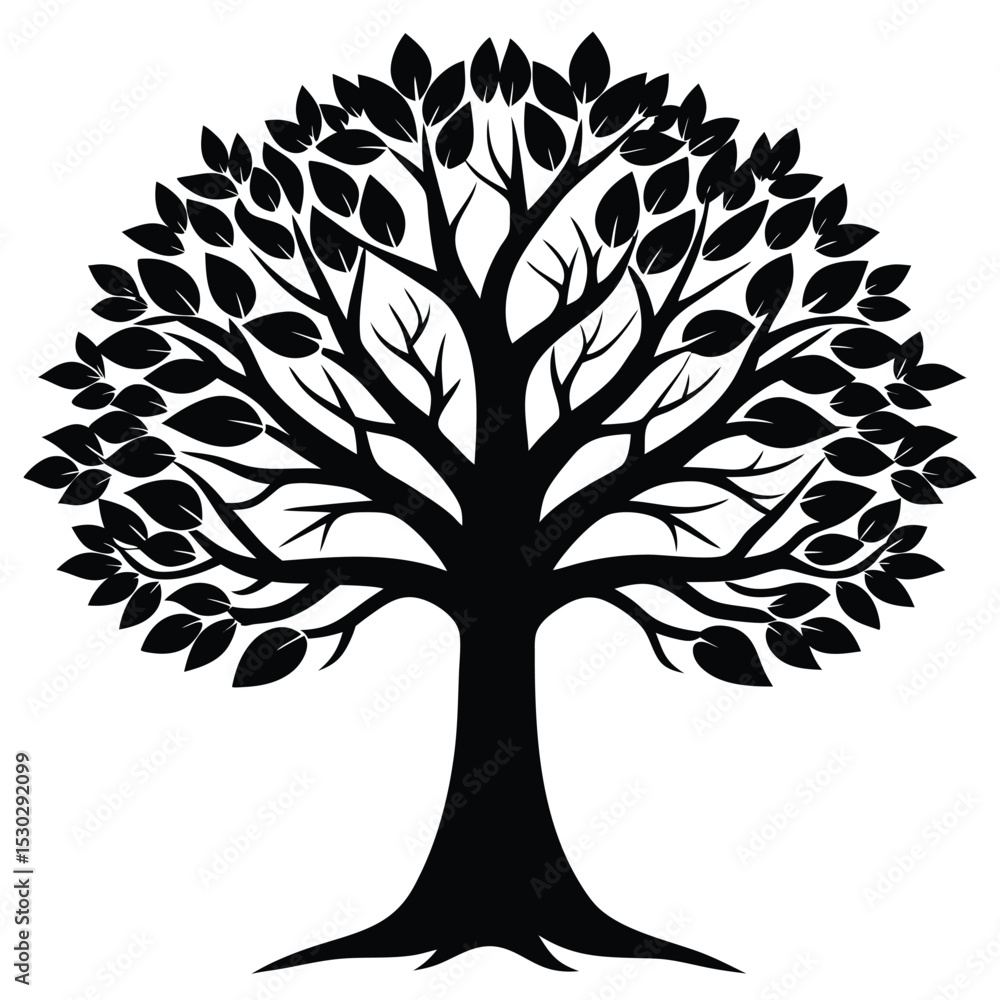 Obraz premium Single tree silhouette icon high resolution vector illustration