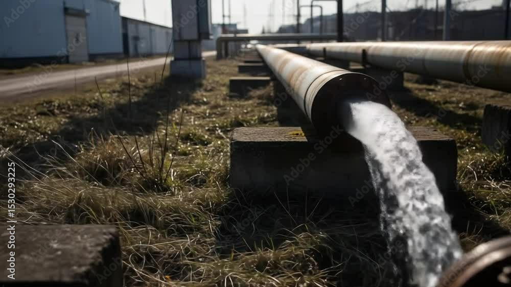 Water Leaking From Industrial Pipe Water Leaking From Industrial Pipe