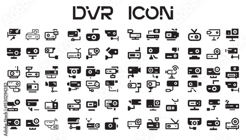 DVR Icon Set Design. Fiber DVR Outlined Icon. Dvr icon isolated on white background