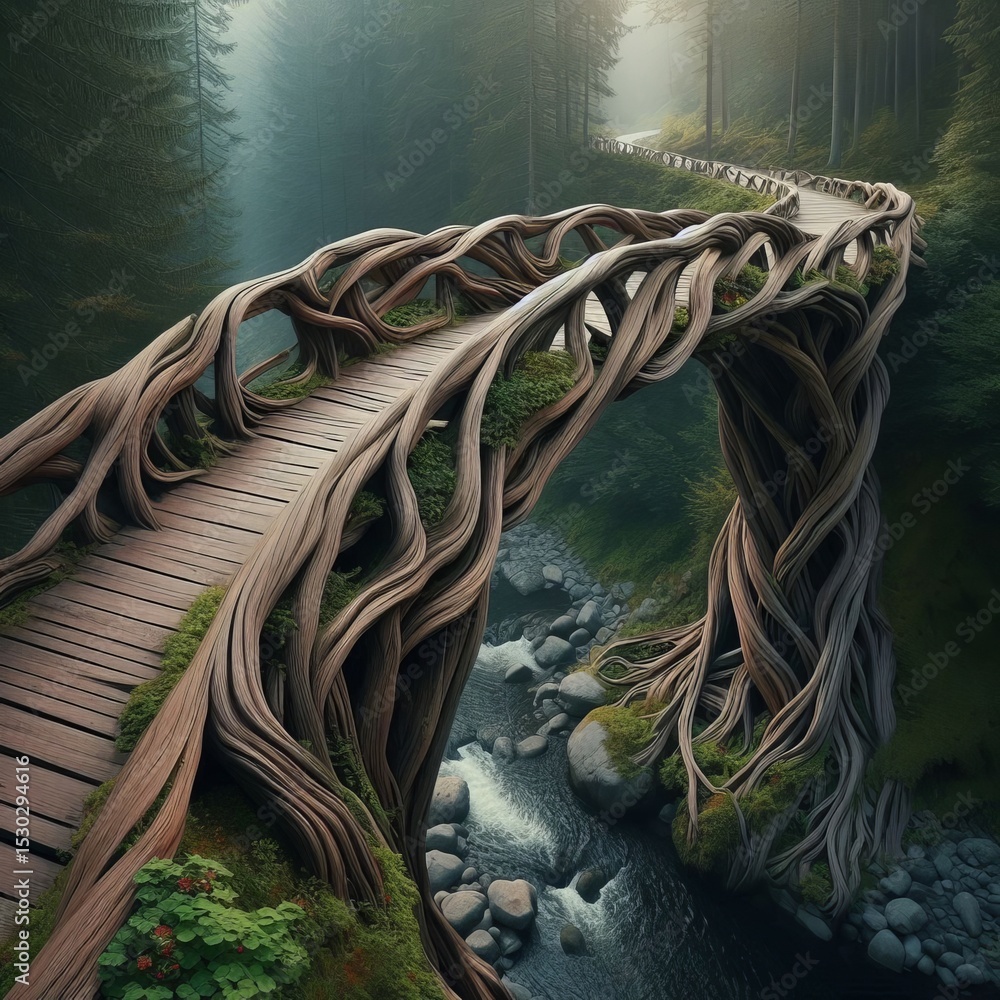 Obraz premium A bridge spans a chasm