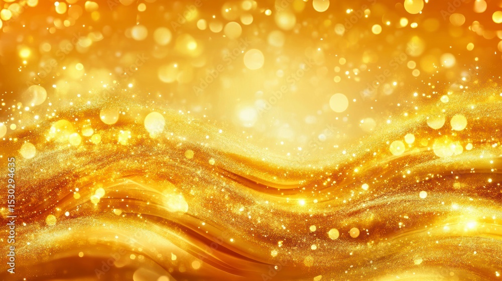 Abstract golden wave background with bokeh lights, shimmering texture. Abstract golden wave background with bokeh lights, shimmering texture.