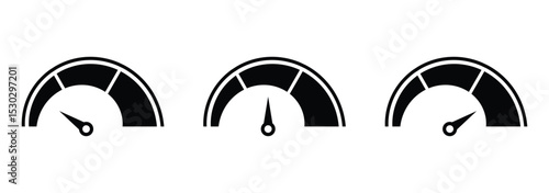 Speedometer icon. Speedometer vector. Tachometer icon. Speedometer indicator icon collection. Speed indicator vector icons. Speedometers icons set. Speed indicator sign. Performance concept. 