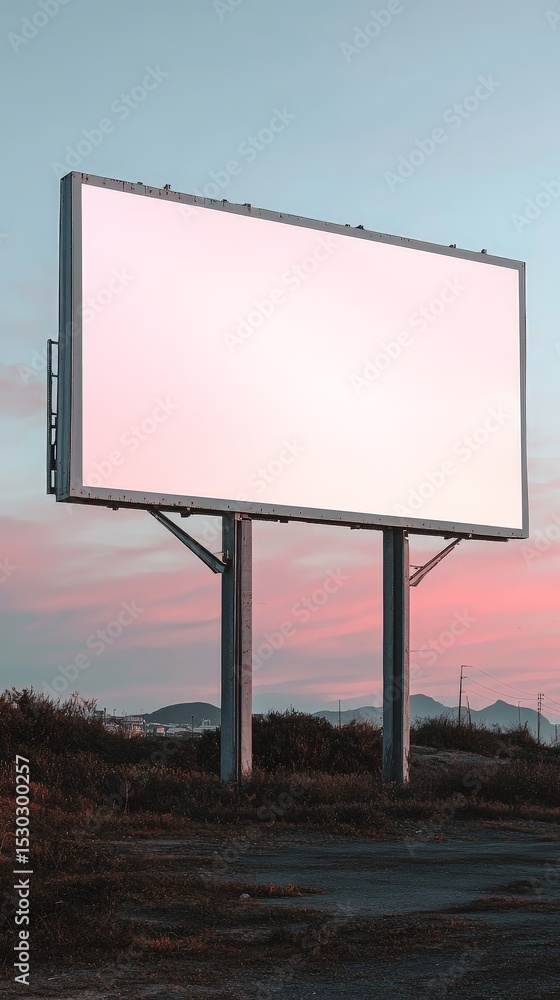 Fototapeta premium Empty Billboard in Modern Landscape at Sunset