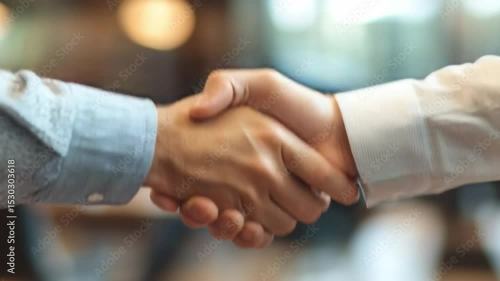 Business Deal Handshake: A close-up shot of two hands clasped in a firm handshake, symbolizing agreement, partnership, and the culmination of a successful business deal. Business Deal Handshake: A close-up shot of two hands clasped in a firm handshake, symbolizing agreement, partnership, and the culmination of a successful business deal.