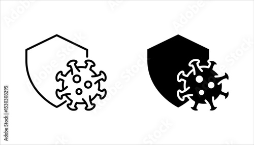 immune system and antibacterial protection line icons set, vector illustration on white background