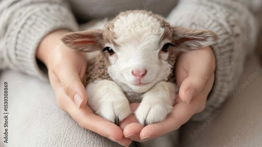Young girl with baby sheep Young girl with baby sheep