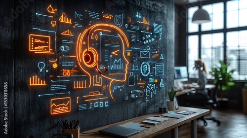 AI-powered customer service support concept.