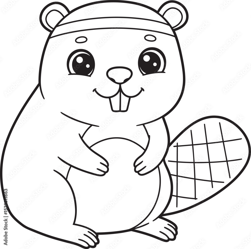 Obraz premium Beaver Outline for Coloring pages white color background