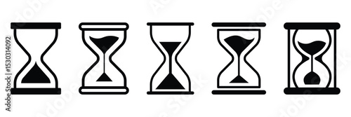 Sand clock, sand watch, hourglass icon symbolizing time management. Vector sandglass timer or clock flat icon for apps and websites.