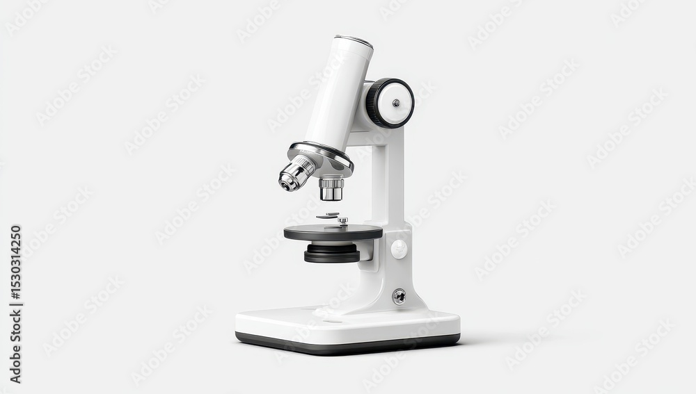 White microscope, angled view White microscope, angled view
