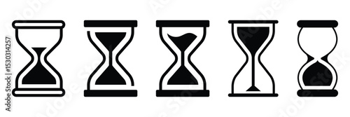 Sand clock, sand watch, hourglass icon symbolizing time management. Vector sandglass timer or clock flat icon for apps and websites.