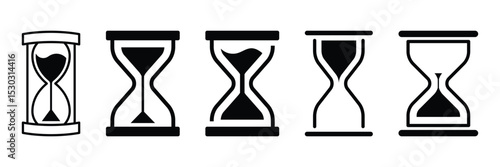 Hourglass icon. Sand watch icon set. Hourglass symbol. Hourglass icon set bundle vector. A classic hourglass icon, symbolizing the passage of time, deadlines, and the fleeting nature of moments. 