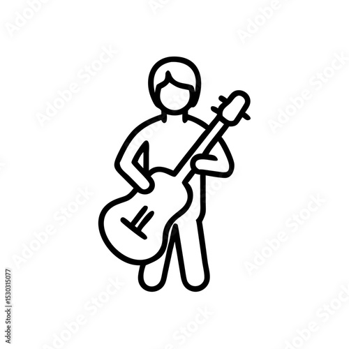 Jazz bass player performing live with expressive energy, outline icon