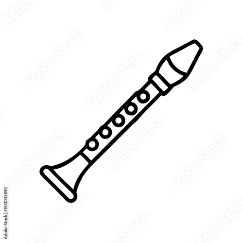 Clarinet icon in black outline style, jazz music element