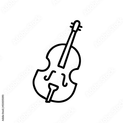Double bass icon in black outline style, classical jazz instrument
