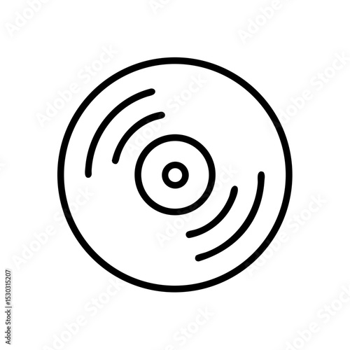 Vinyl record icon in clean outline style, retro music medium symbol