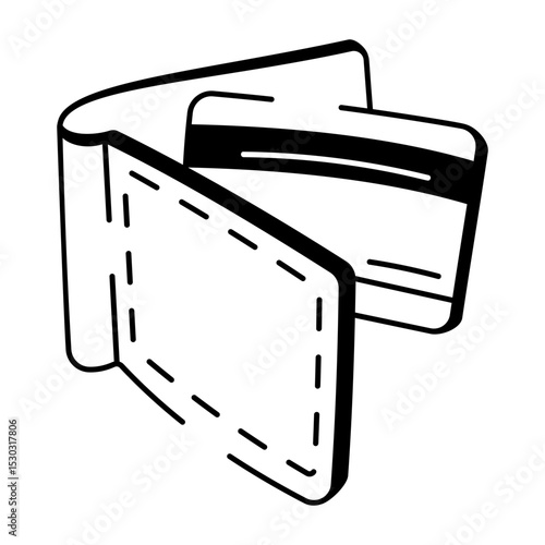 A hand drawn style icon of a wallet 