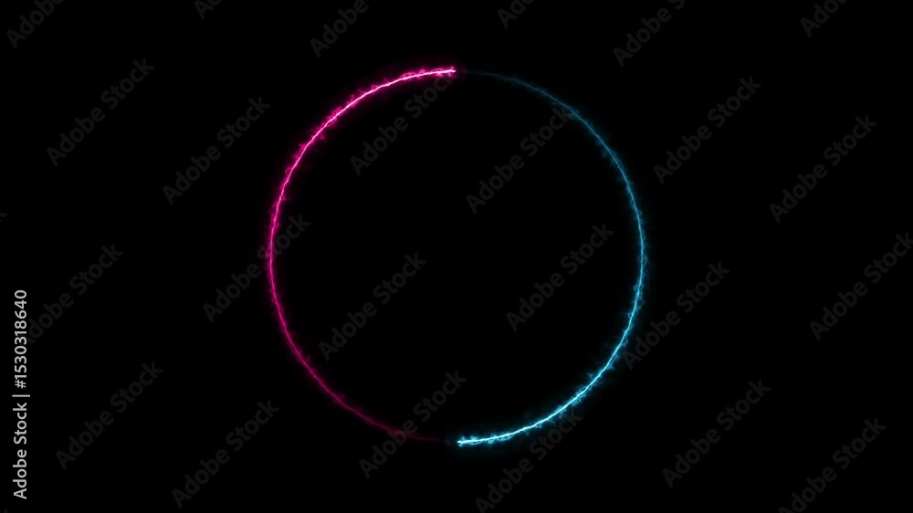 Neon light trail circle glows in the dark. Abstract Neon circle isolated on black background. Glowing neon frame circle loading icon animation background video. Neon light trail circle glows in the dark. Abstract Neon circle isolated on black background. Glowing neon frame circle loading icon animation background video.