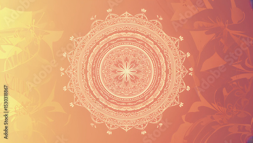 Festival Background Round Floral Ornament stock illustration, pattern arabic islamic east style 