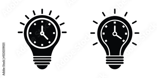 Light Bulb With Clock Face Symbolizing Timely Innovation Isolated on White Background