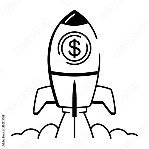 Sketchy style icon showing a financial boost 
