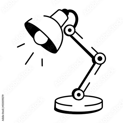 Drawing style icon showing modern desk lamp 