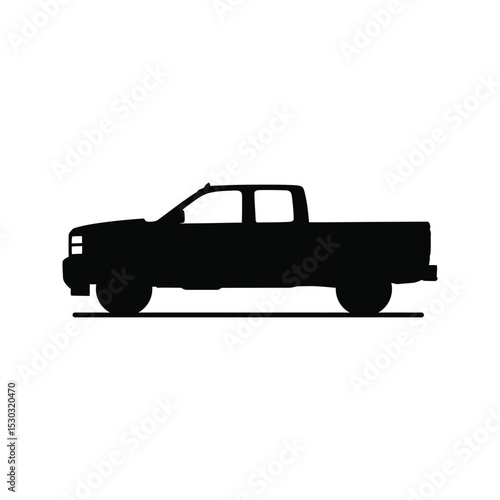 Black silhouette of a crew cab pickup truck