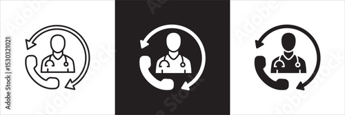  Doctor icon. Doctor consultation digital apps icon. Healthcare contact symbol. Icon symbol compatible for health service, hospital, clinic and medical. Vector illustration.