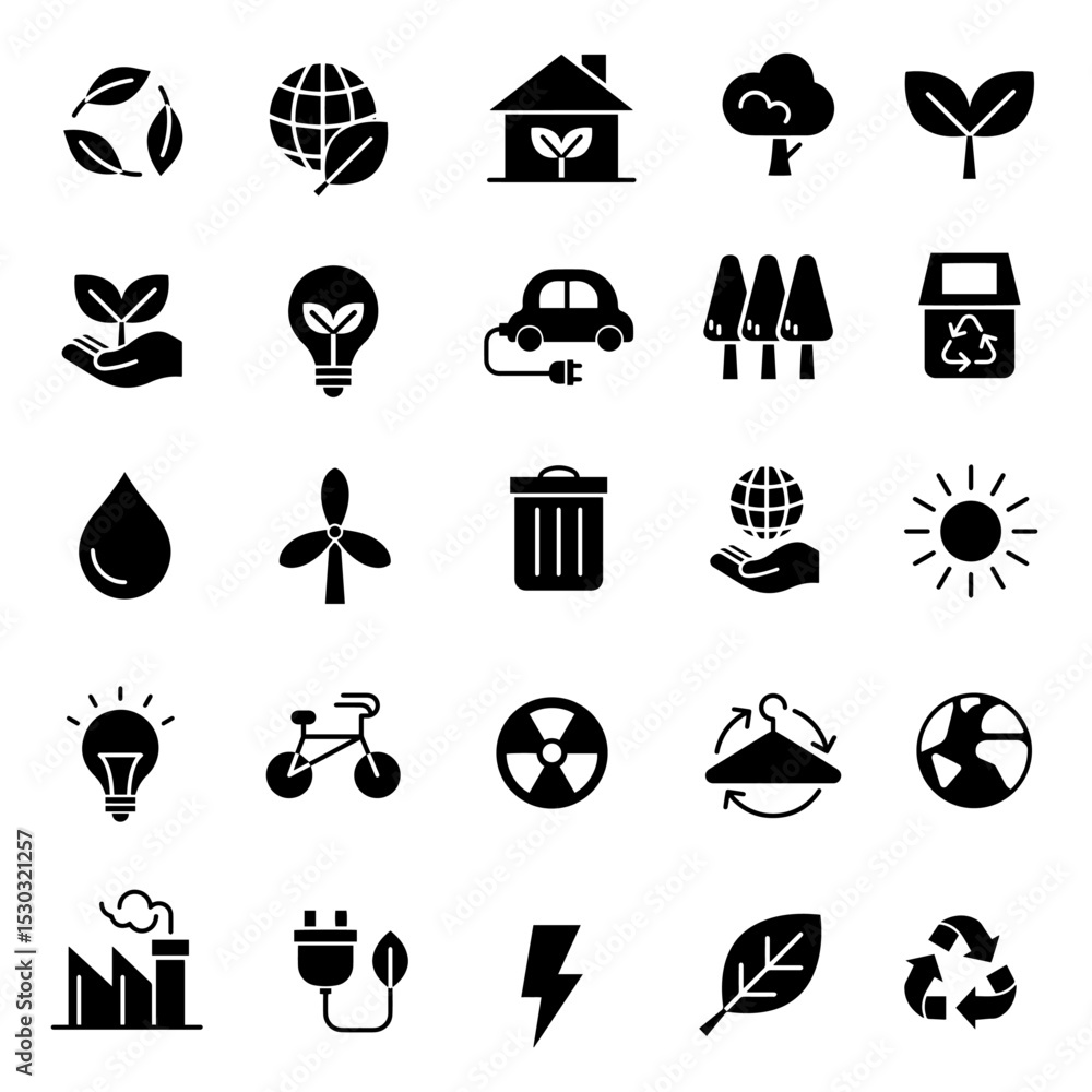 Fototapeta premium 2_Icon Nature Recycle Set