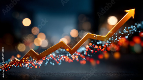 rising chart with bright lights and bokeh—visualizing growth, success, and financial progress, 