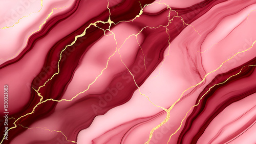 Luxury Ruby Red Marble with Gold Veins