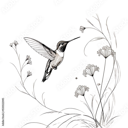A delicate hummingbird sketch