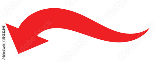Free Download Curved left arrow icon. Curved arrow icon. Curved arrow.  Red arrow icon vector. Bold arrow symbol curved flat design isolated on white background. - GFXLoad