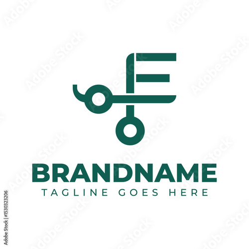 Letter E Scissor Logo, for barbershop, tailor, or brand related to scissor