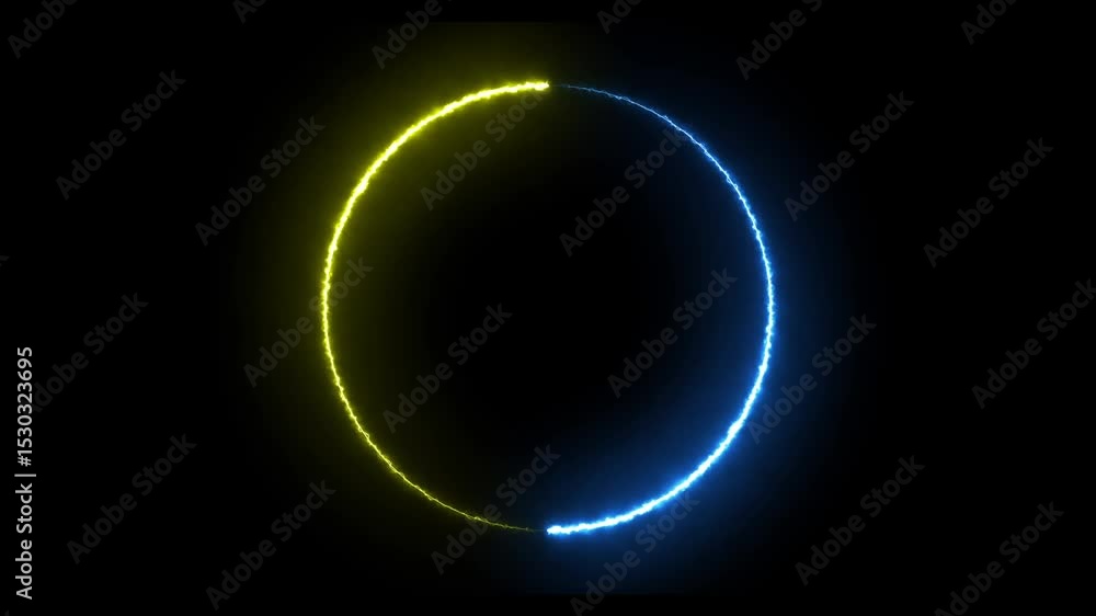 Neon light trail circle glows in the dark. Abstract Neon circle isolated on black background. Glowing neon frame circle loading icon animation background video. Neon light trail circle glows in the dark. Abstract Neon circle isolated on black background. Glowing neon frame circle loading icon animation background video.