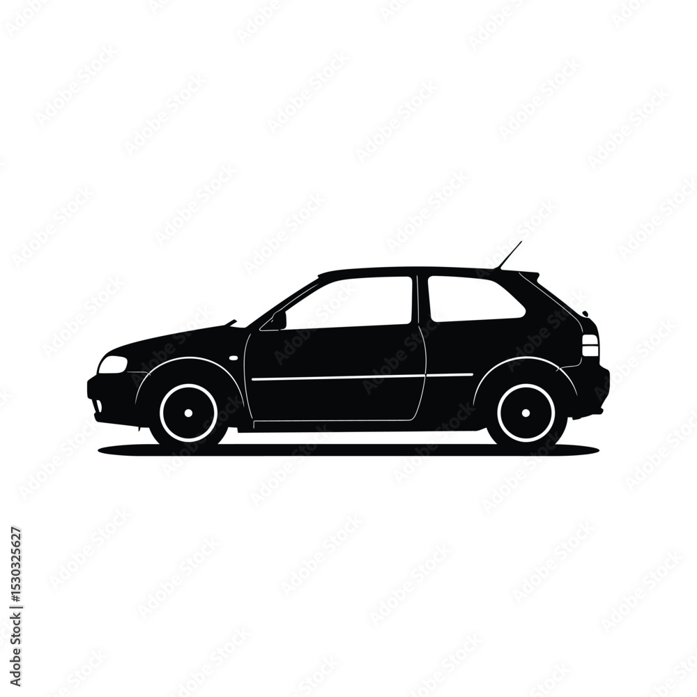 Fototapeta premium Black silhouette of a modern sports coupe car