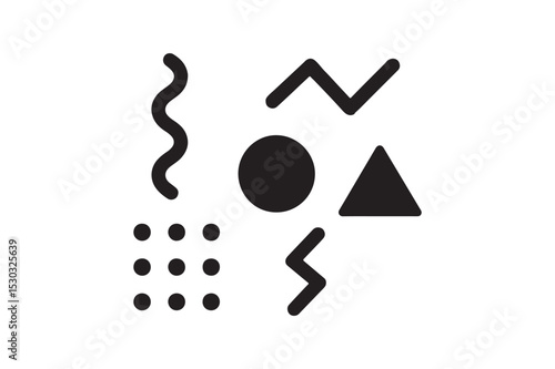 Memphis Style icon silhouette vector with white background