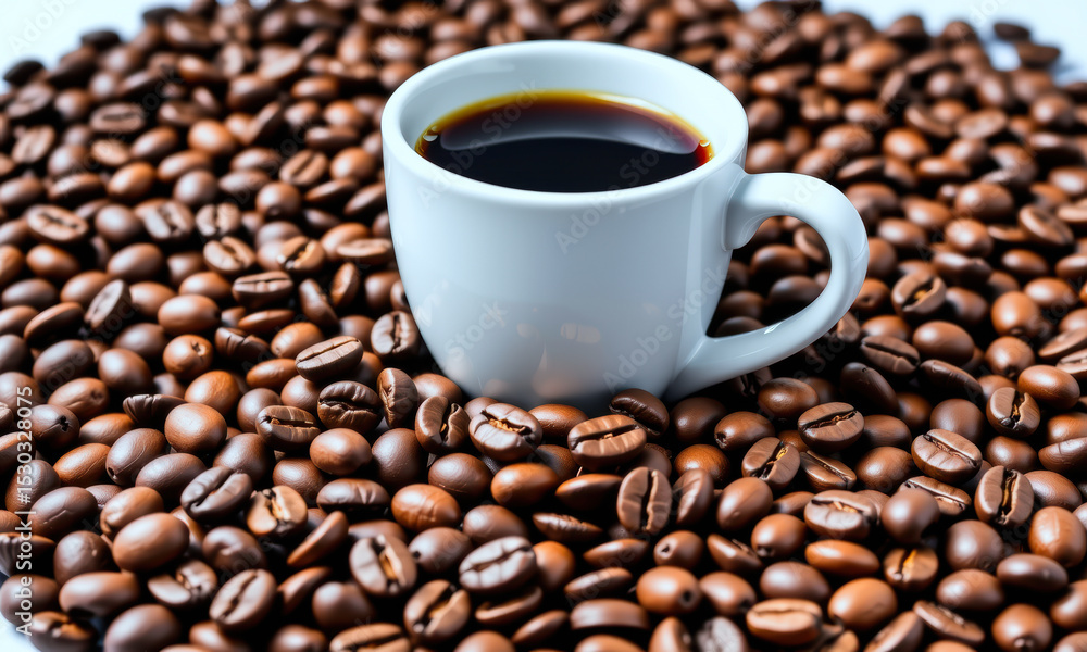 Coffee Cup Surrounded by Coffee Beans Coffee Cup Surrounded by Coffee Beans