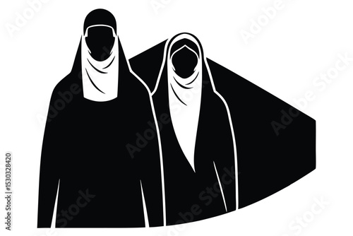 Muslim couple in white ihram hajj pilgrimage clothing