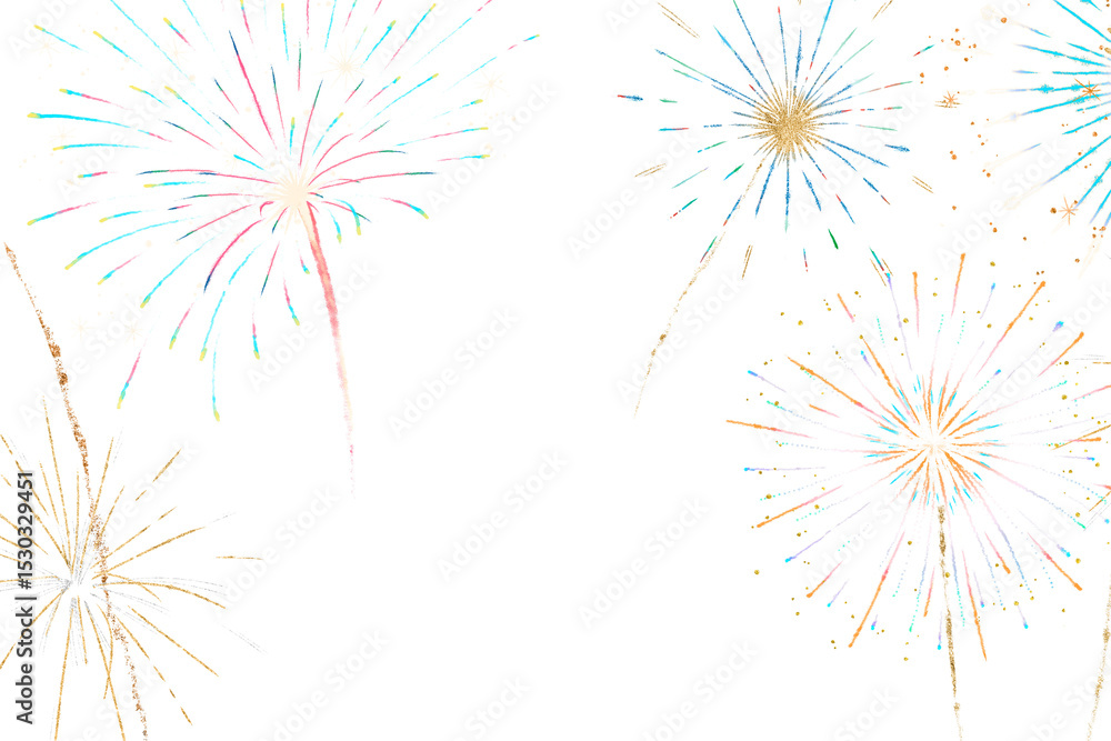 Fototapeta premium Fireworks png design element for celebration and parties