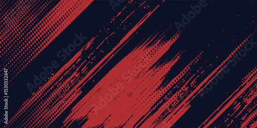 Red halftone dots blue color pattern gradient grunge texture background. Dot pop art comic sport style  modern arts