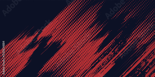 Red halftone dots blue color pattern gradient grunge texture background. Dot pop art comic sport style  modern arts