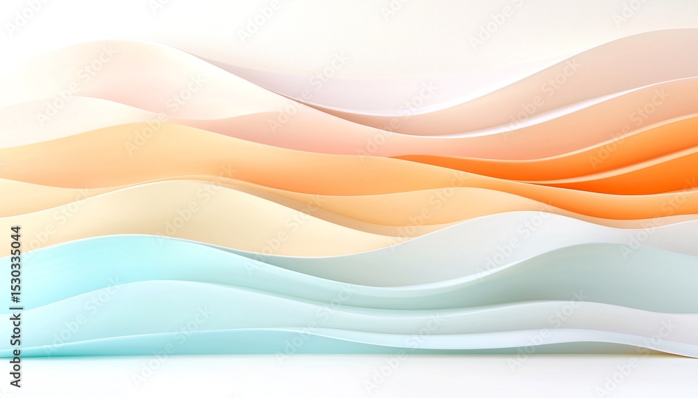 Abstract Pastel Wave Pattern: Smooth Paper Ripples in Horizontal Repetition Abstract Pastel Wave Pattern: Smooth Paper Ripples in Horizontal Repetition